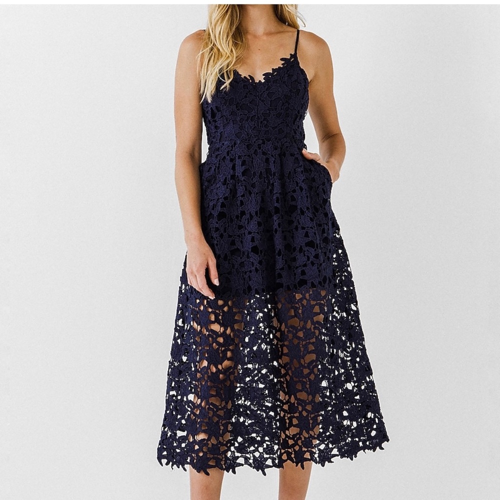 Gorgeous navy blue midi dress